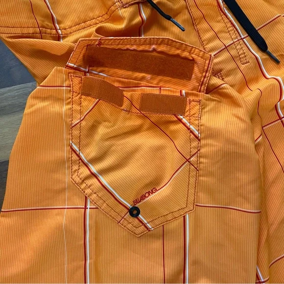 Billabong Platinum Men’s Orange Plaid Board Shorts Size 32 Waist - Picture 5 of 7